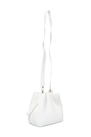 White Pleated Bucket Bag
