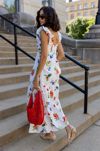Isla Riviera Fruit Print Maxi Dress