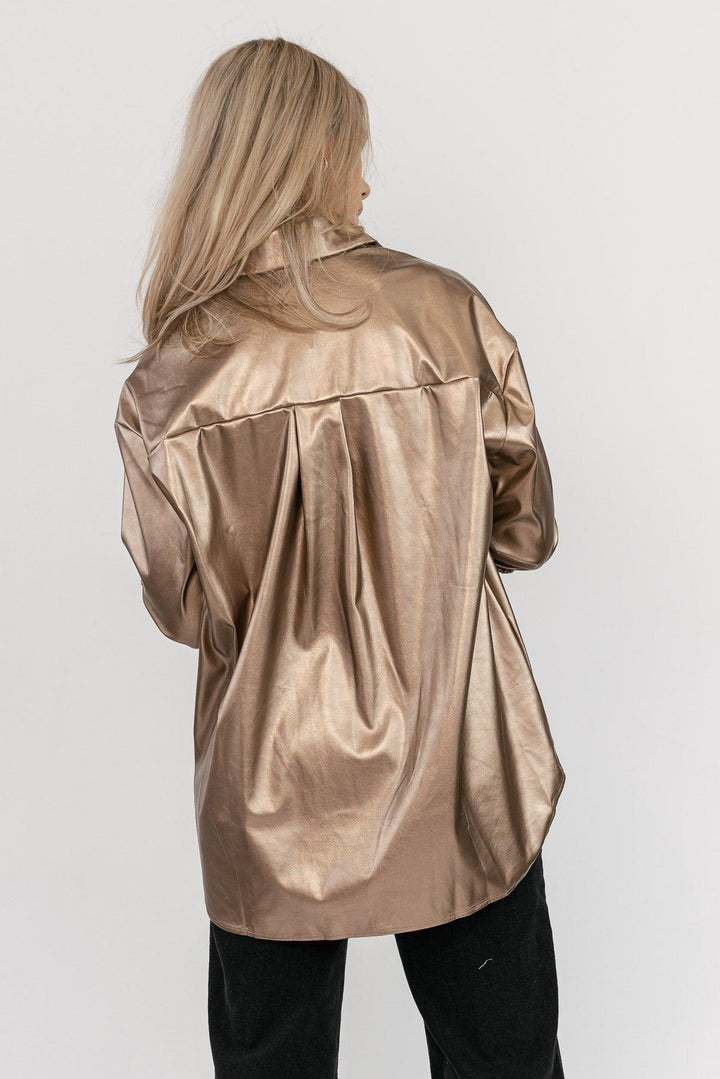 Keegan Metallic Button Up Shacket - Final Sale