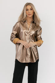 Keegan Metallic Button Up Shacket - Final Sale