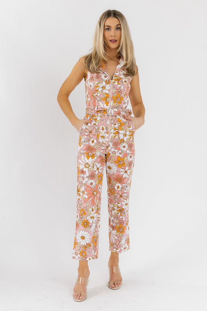 Simona Apricot Floral Jumpsuit - Final Sale