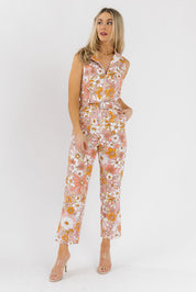 Simona Apricot Floral Jumpsuit - Final Sale