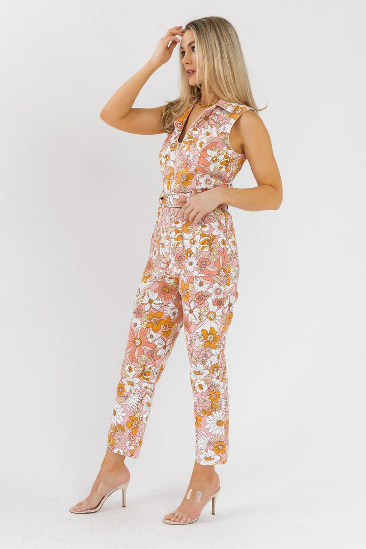 Simona Apricot Floral Jumpsuit - Final Sale