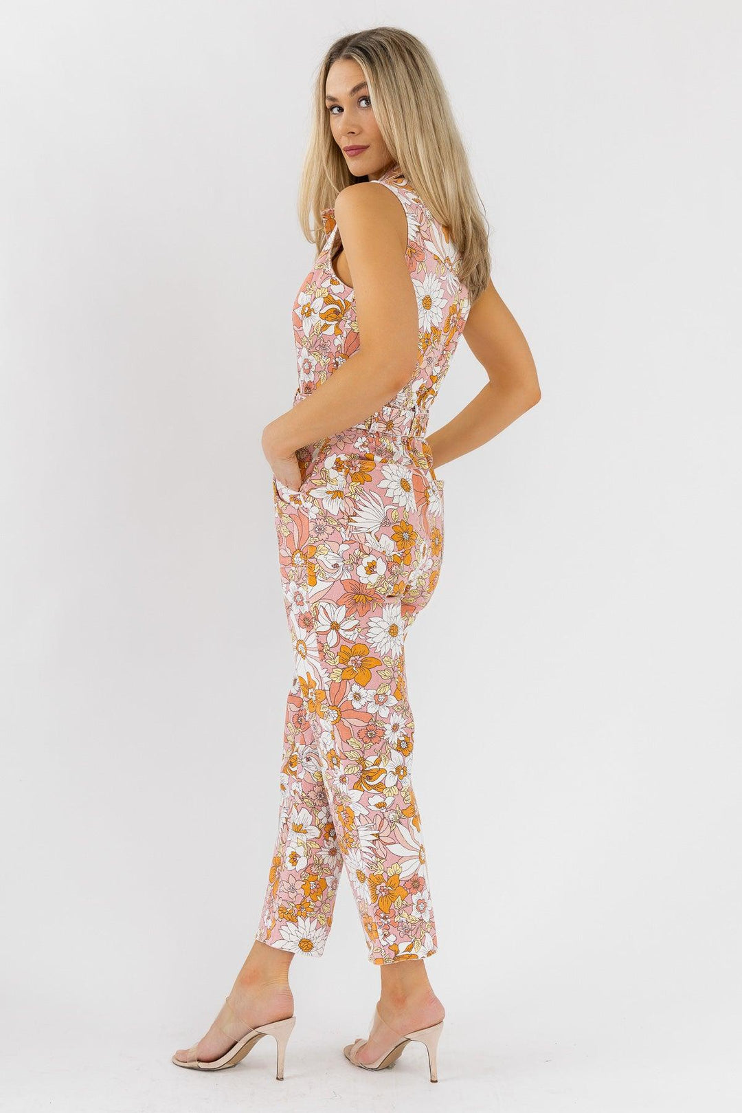 Simona Apricot Floral Jumpsuit - Final Sale