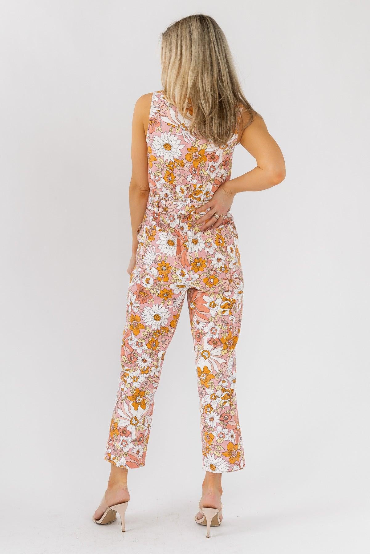 Simona Apricot Floral Jumpsuit - Final Sale