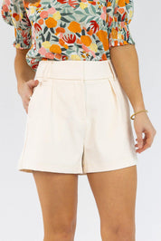 Levana Cream High Waist Shorts - Final Sale