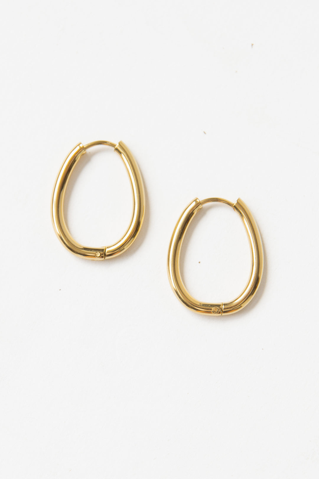 18k Plated Gold Egg Shape Hoop Earrings - Final Sale