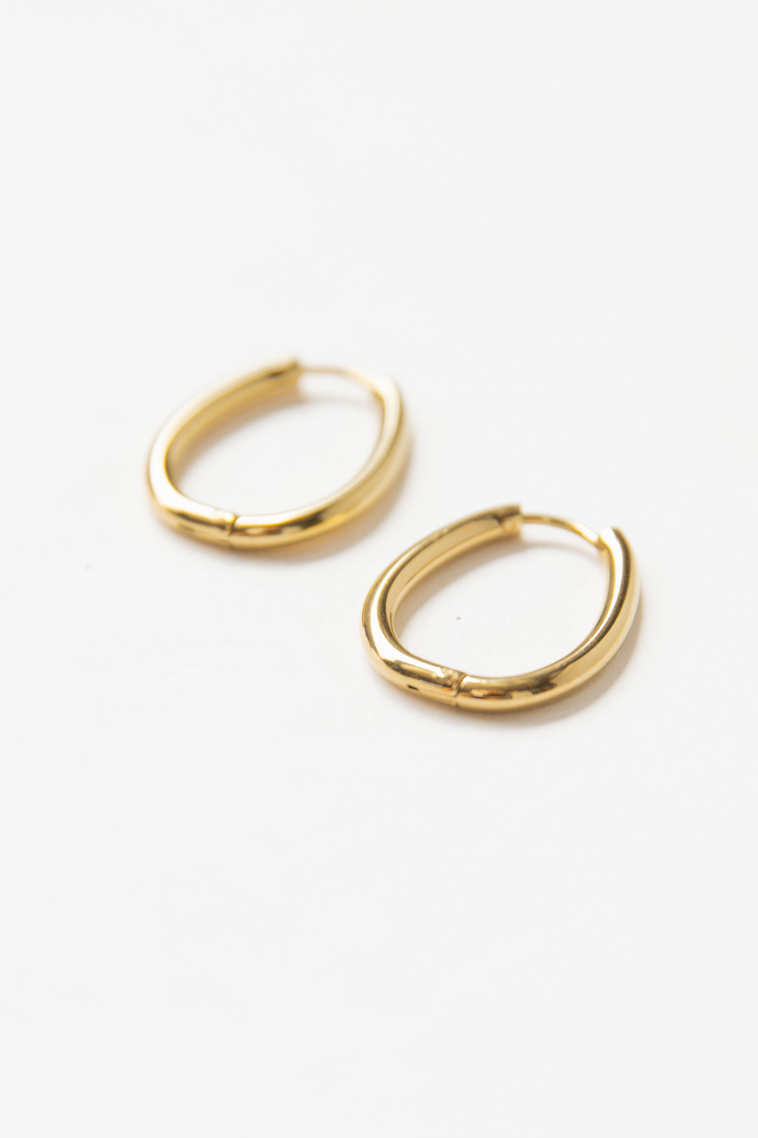 18k Plated Gold Egg Shape Hoop Earrings - Final Sale