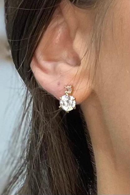 Gold Cubic Zirconia Stud Earrings - Final Sale