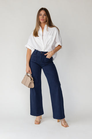 Alden Wide Leg Pant - Navy