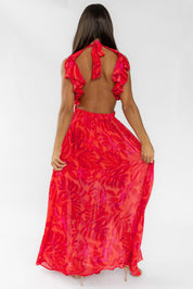 Athena Red Cutout Maxi Dress - Final Sale