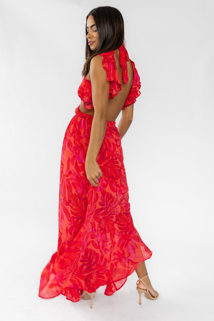 Athena Red Cutout Maxi Dress - Final Sale