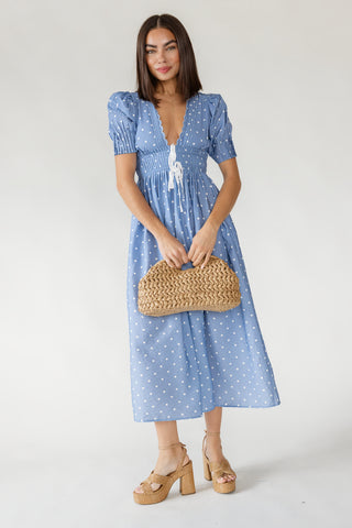 Beau Midi Dress - Blue Dot