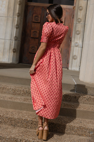 Beau Midi Dress - Coral Floral