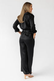 Beck Black Satin Jumpsuit