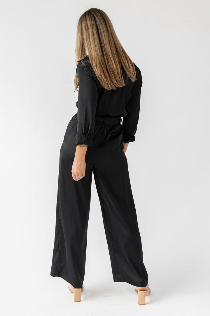 Beck Black Satin Jumpsuit - Final Sale