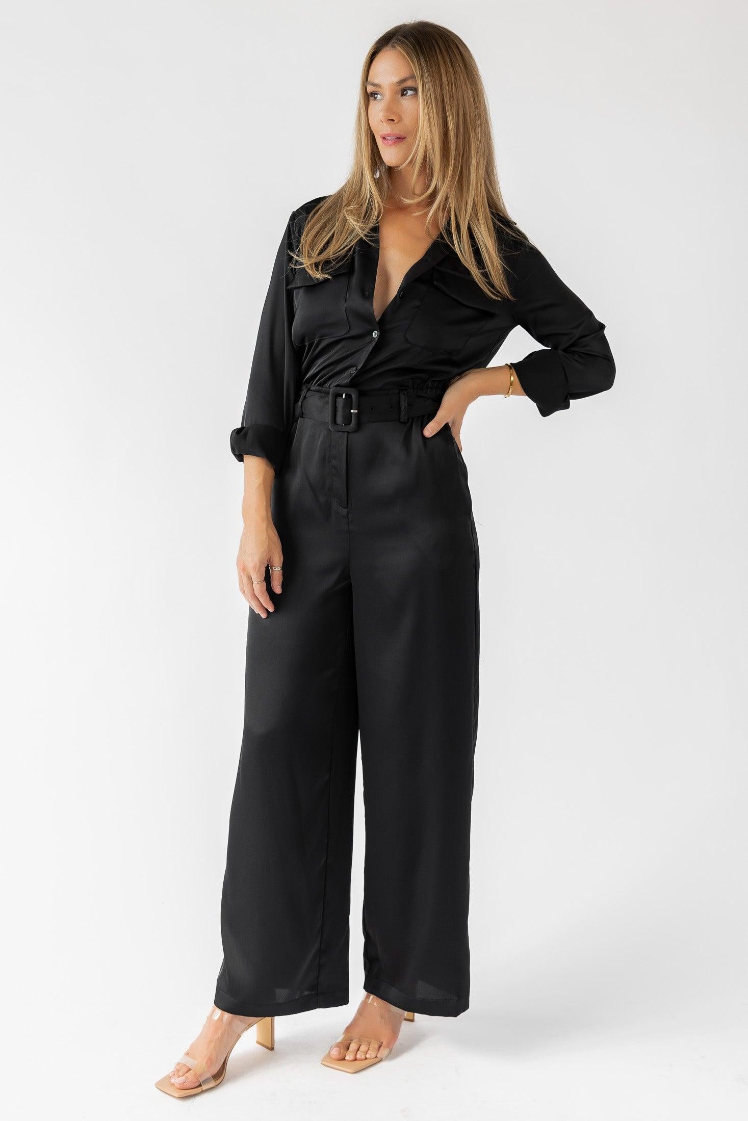 Beck Black Satin Jumpsuit