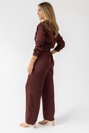 Beck Chocolate Satin Jumpsuit