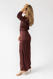 Beck Chocolate Satin Jumpsuit