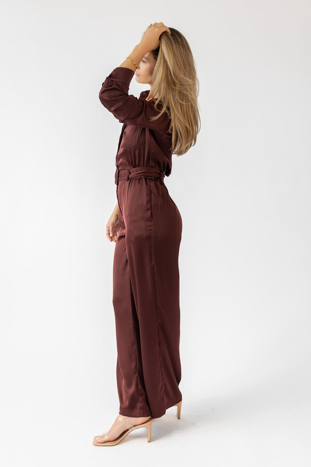 Beck Chocolate Satin Jumpsuit - Final Sale