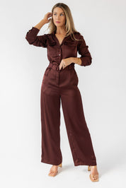 Beck Chocolate Satin Jumpsuit