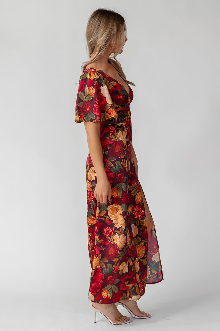 Birdie Burgundy Floral Maxi Dress