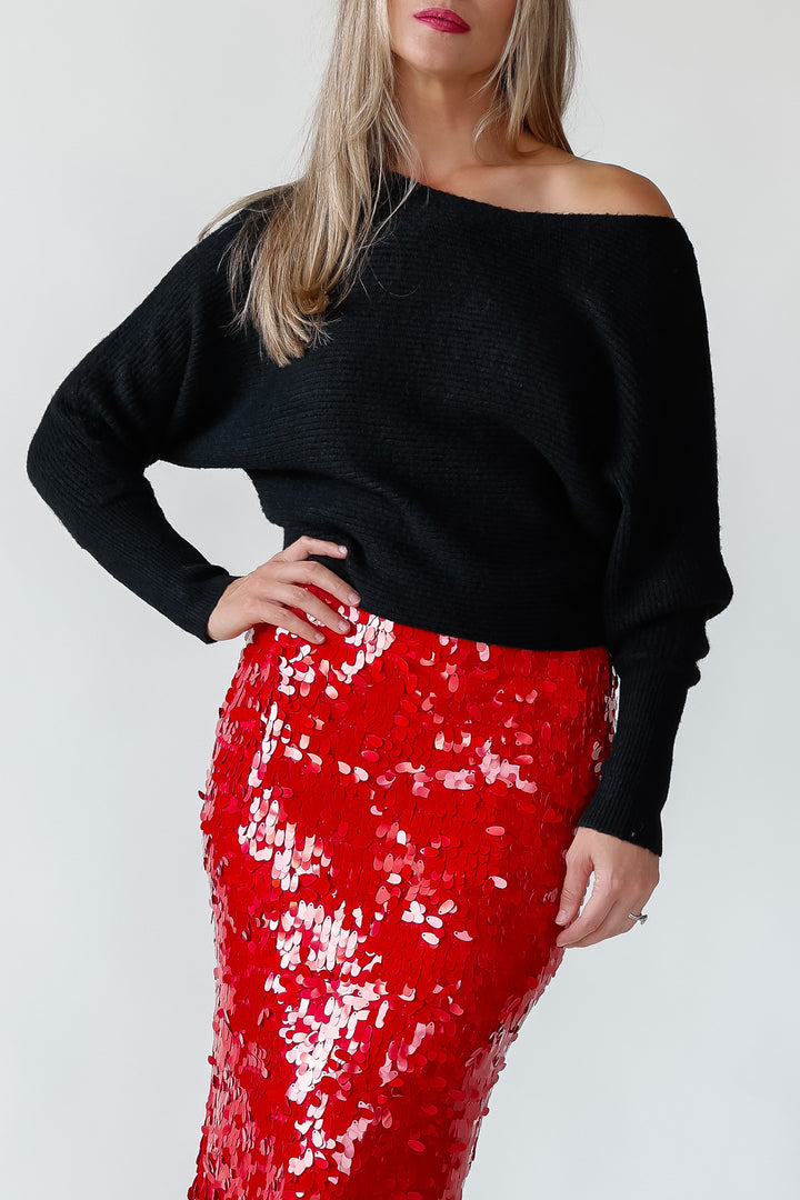 Brandie Black Rib Knit Sweater - Final Sale