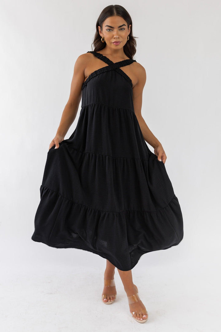 Brenna Black Halter Maxi Dress - Final Sale