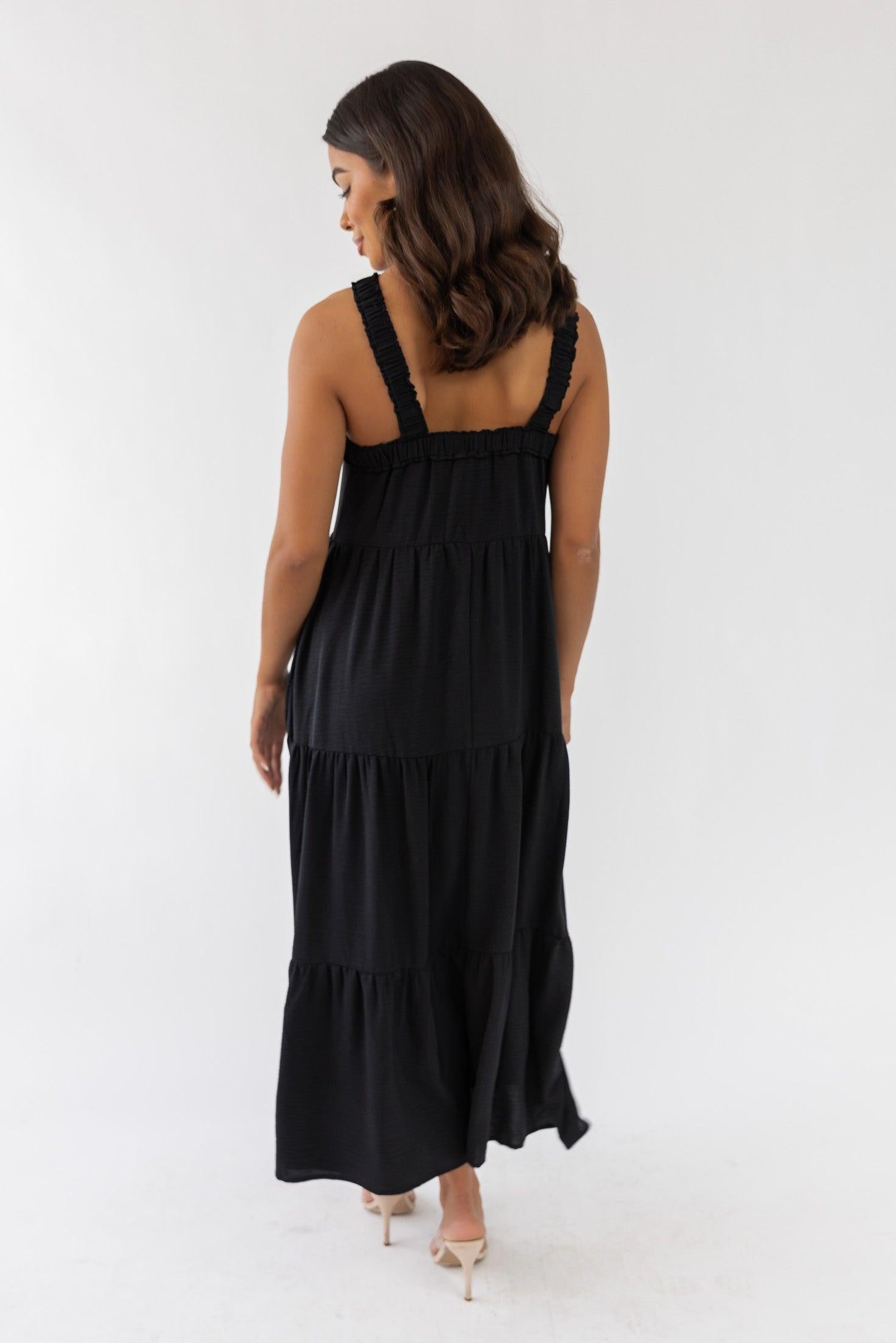 Brenna Black Halter Maxi Dress