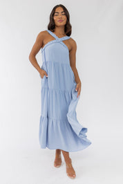 Brenna Blue Halter Maxi Dress