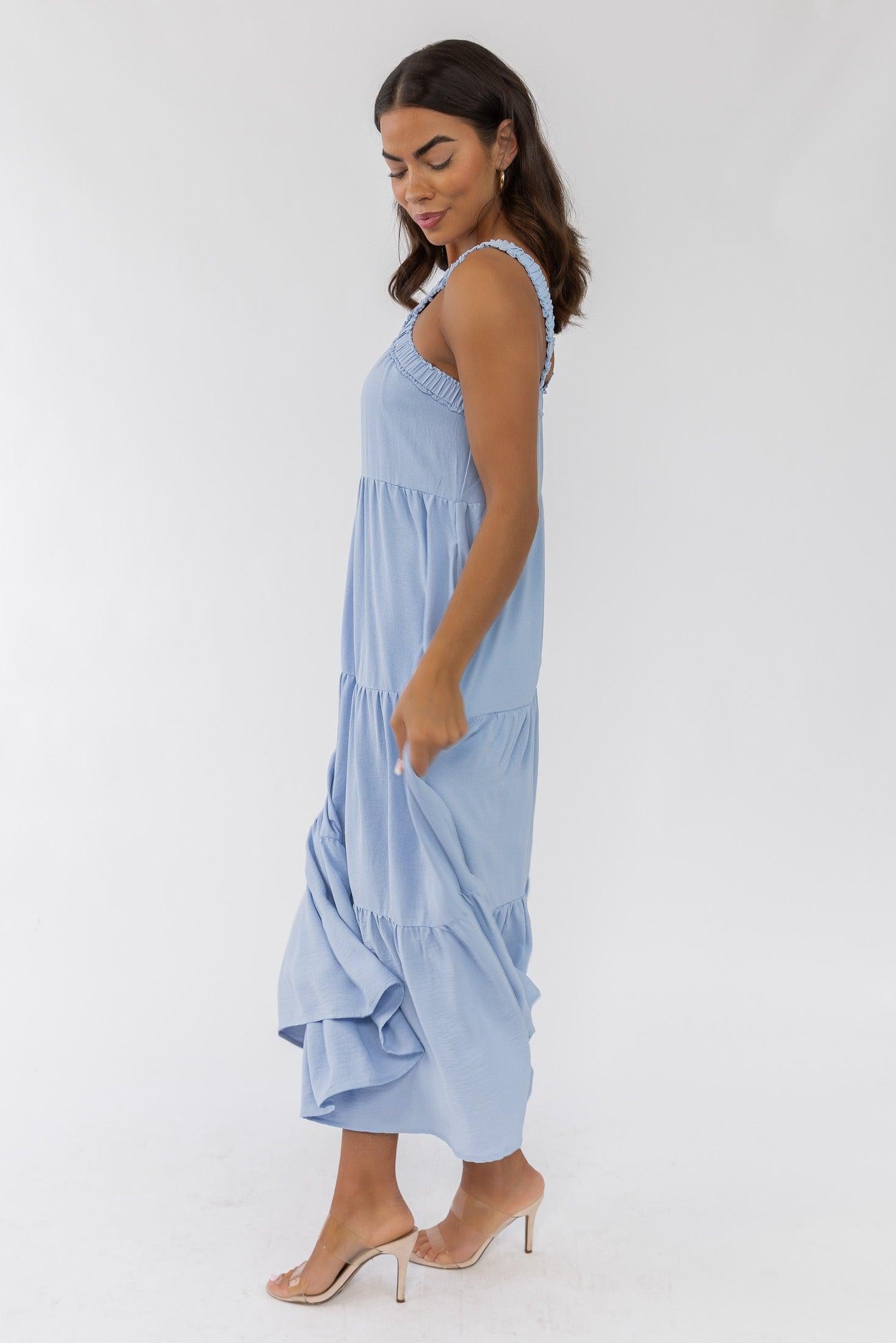 Brenna Blue Halter Maxi Dress