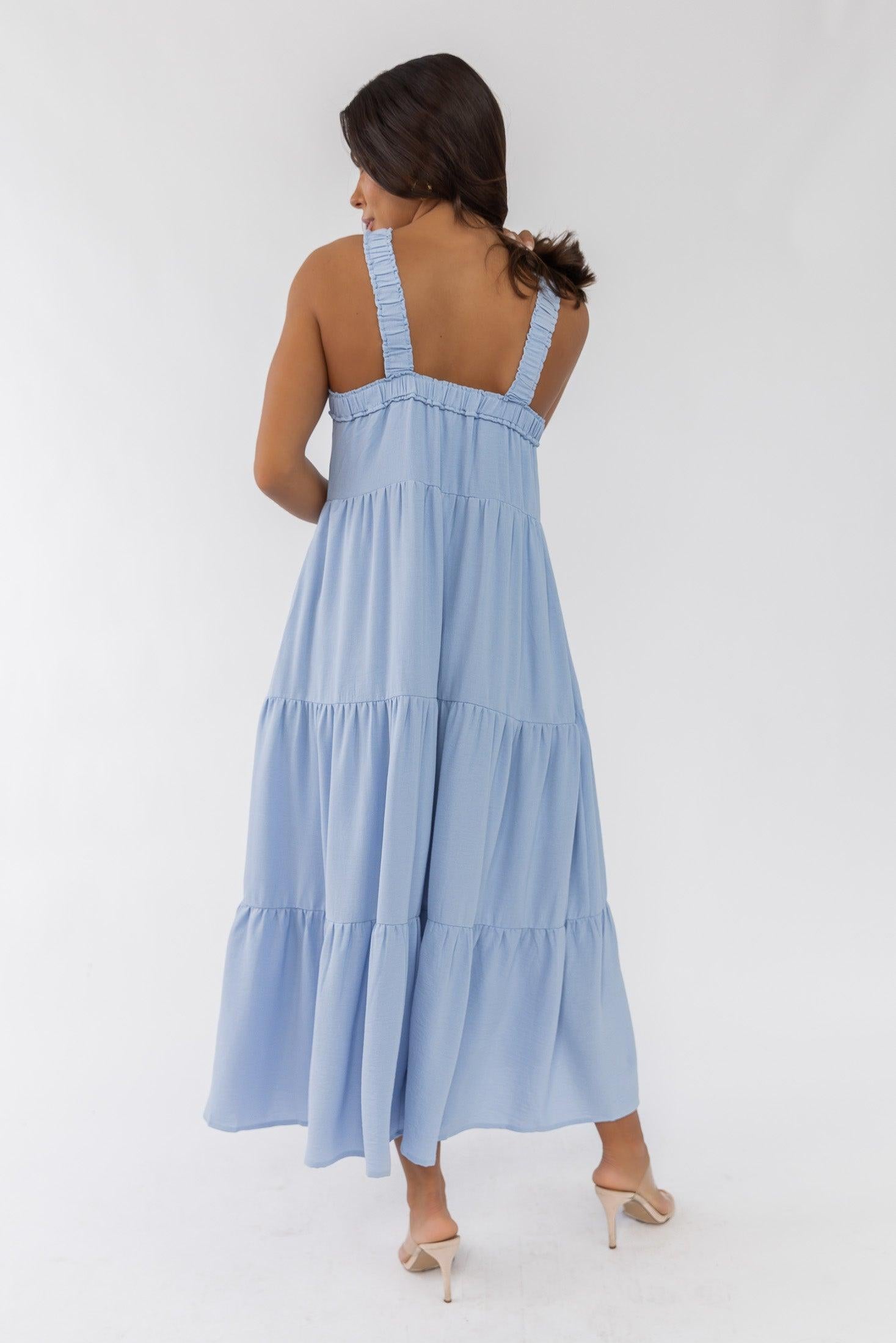 Brenna Blue Halter Maxi Dress