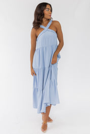 Brenna Blue Halter Maxi Dress