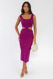 Brianne Magenta Cutout Midi Dress