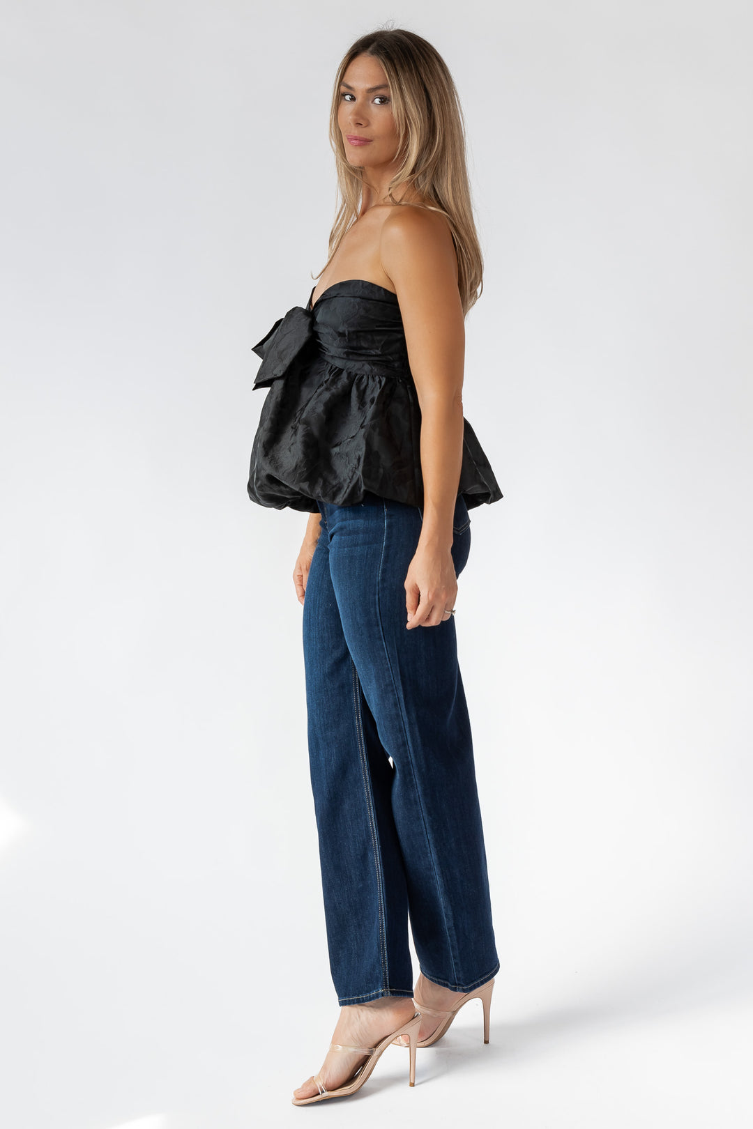 Bryn Black Sweetheart Bow Strapless Top - Final Sale