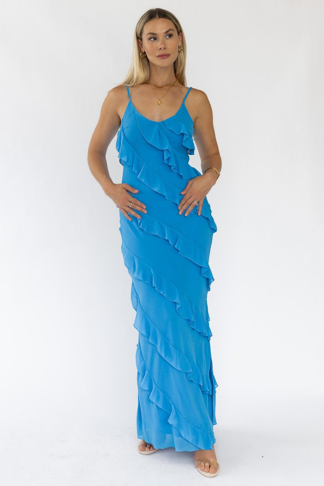 Caelyn Blue Tiered Maxi Dress - Final Sale