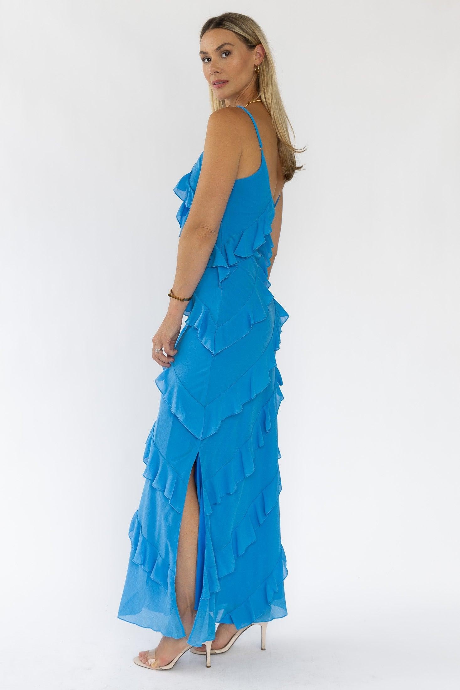 Caelyn Blue Tiered Maxi Dress - Final Sale