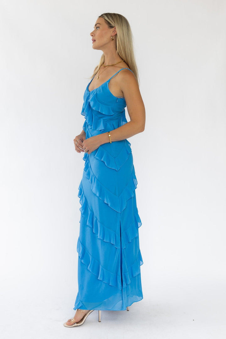 Caelyn Blue Tiered Maxi Dress - Final Sale