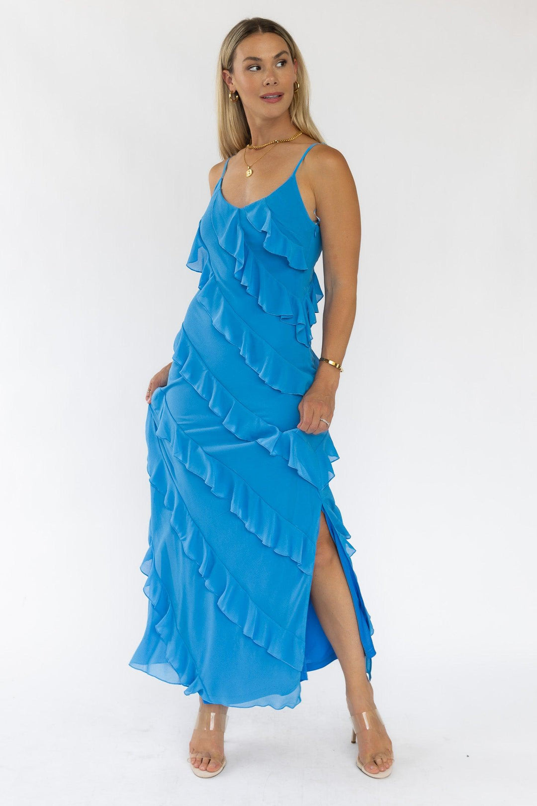 Caelyn Blue Tiered Maxi Dress - Final Sale