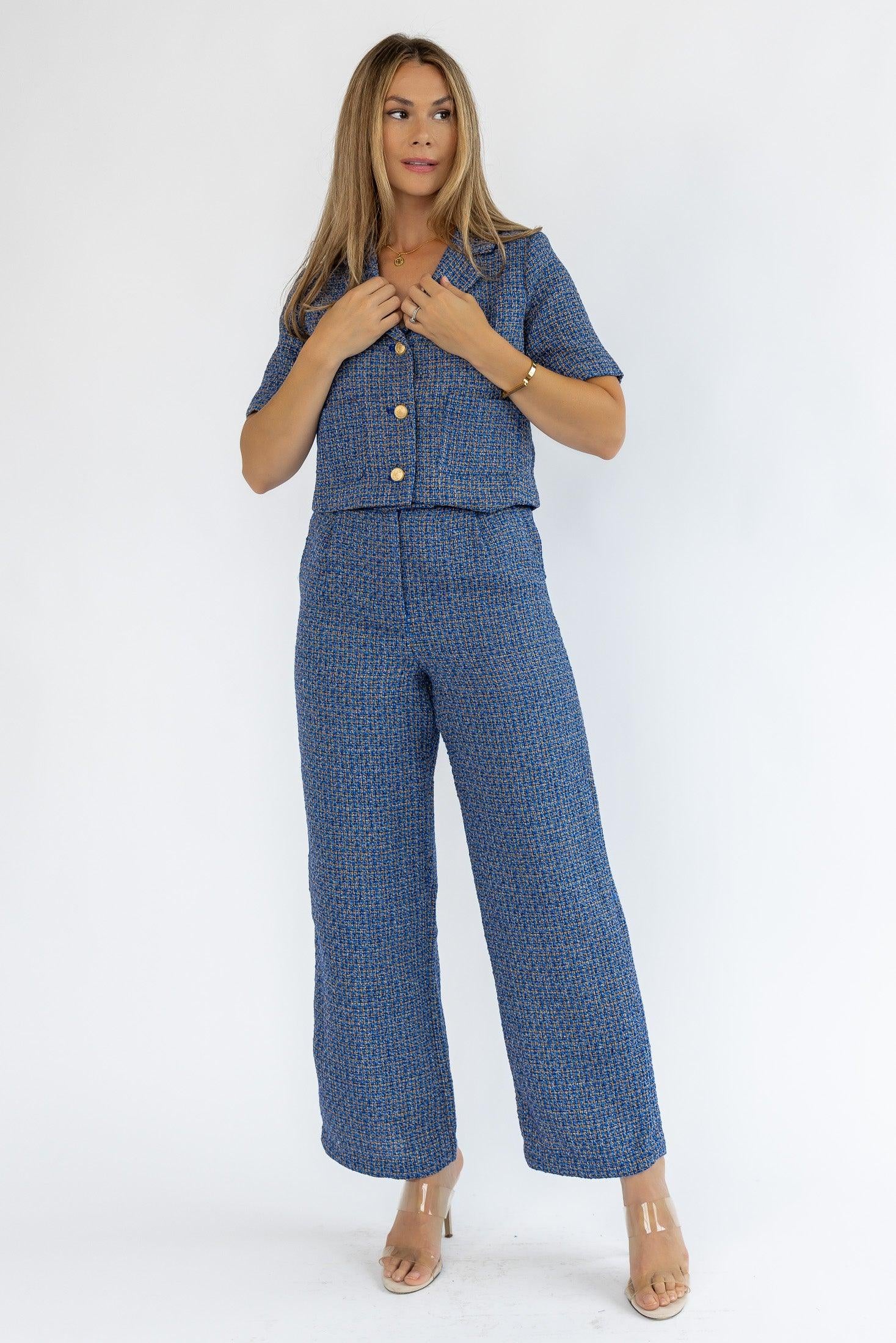 Calista Blue Tweed Set