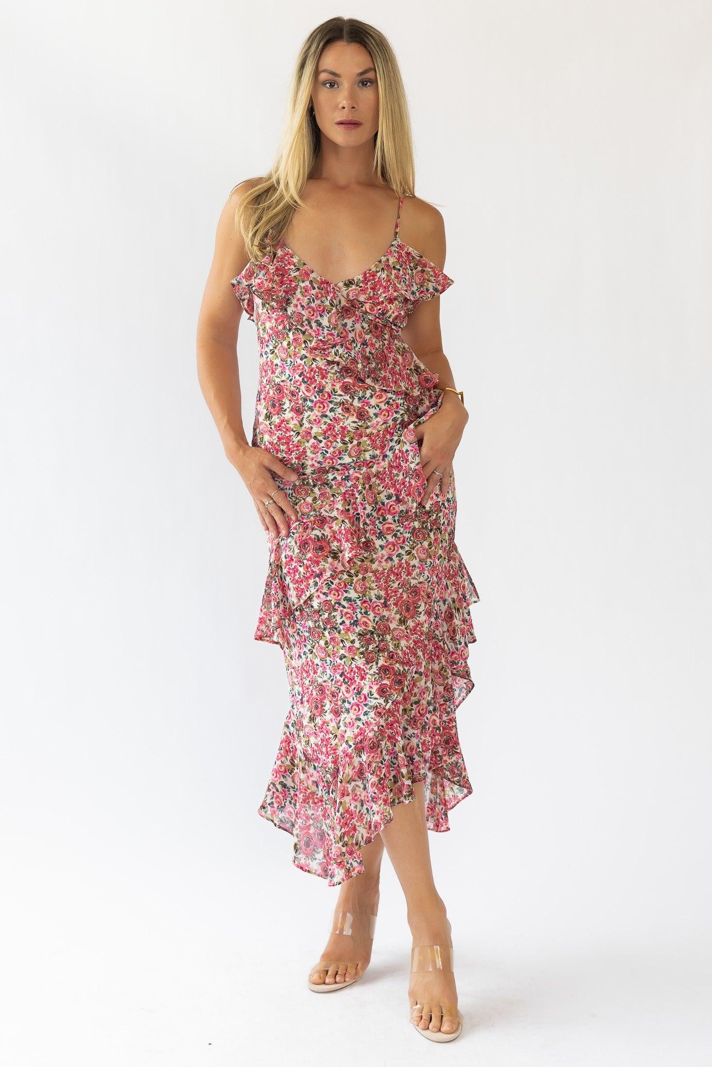 Camari Pink Floral Midi Dress - Final Sale