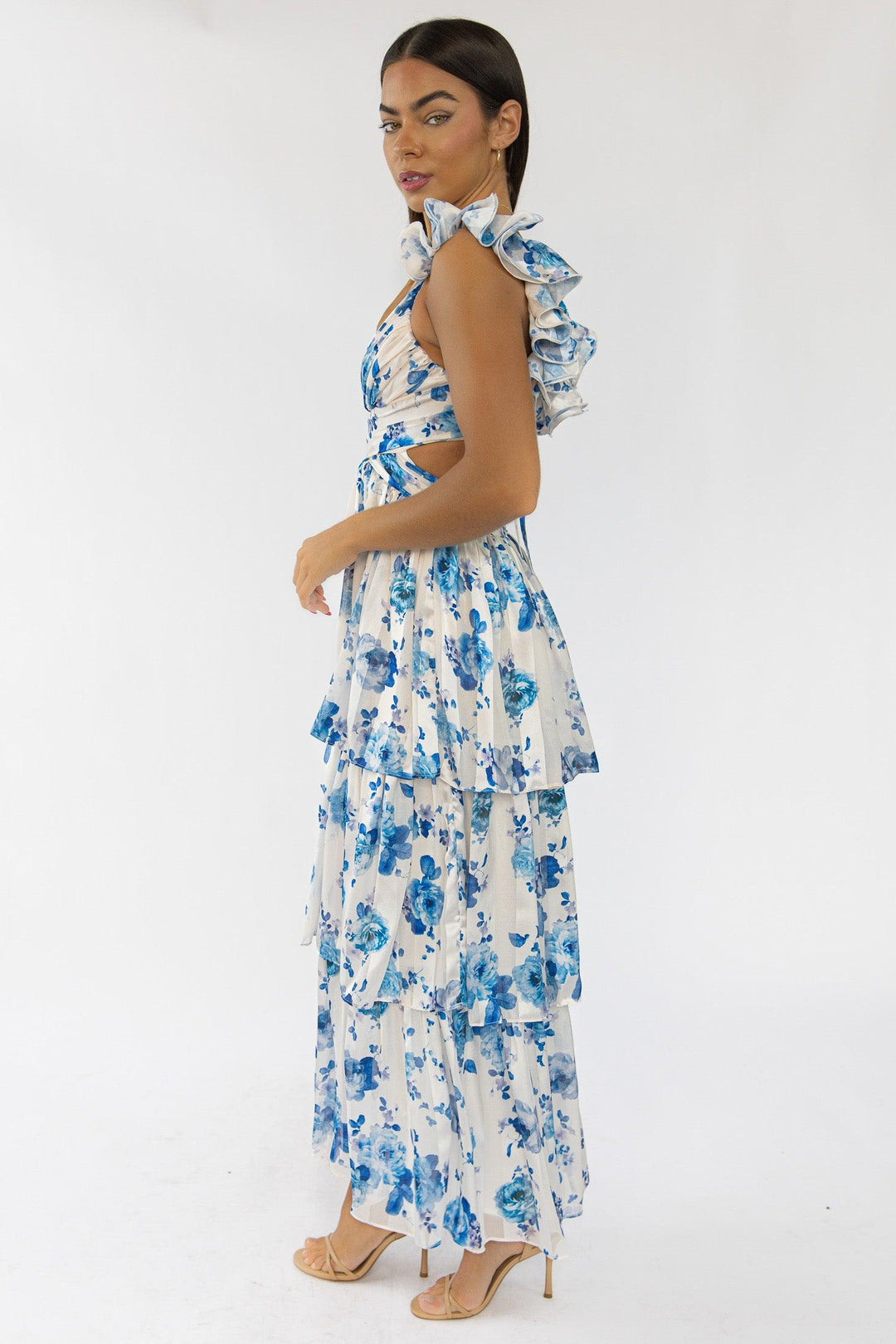 Carmen Blue Floral Maxi Dress - Final Sale