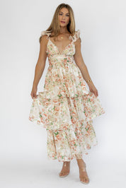 Carmen Cream Floral Maxi Dress