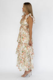 Carmen Cream Floral Maxi Dress