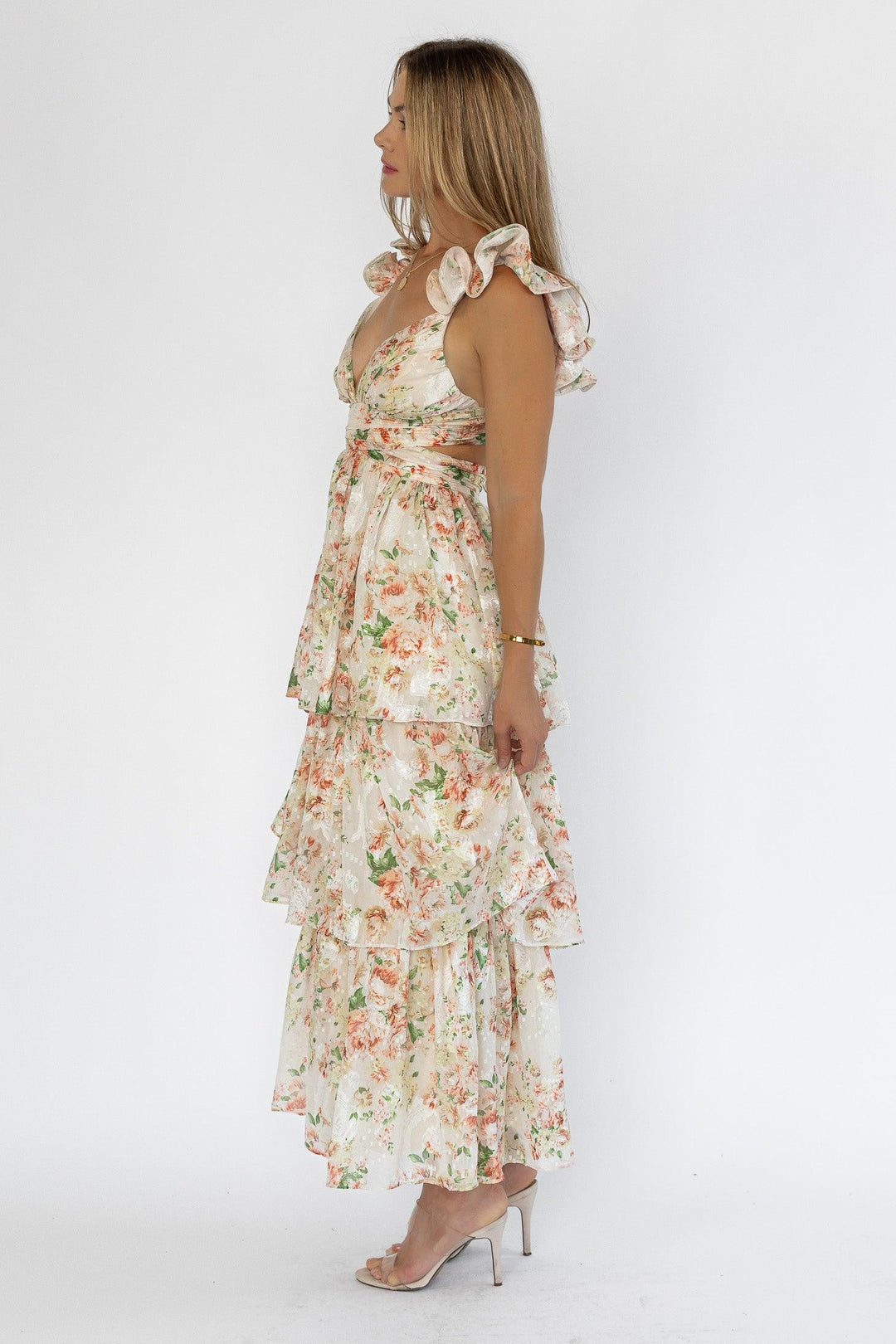 Carmen Cream Floral Maxi Dress - Final Sale