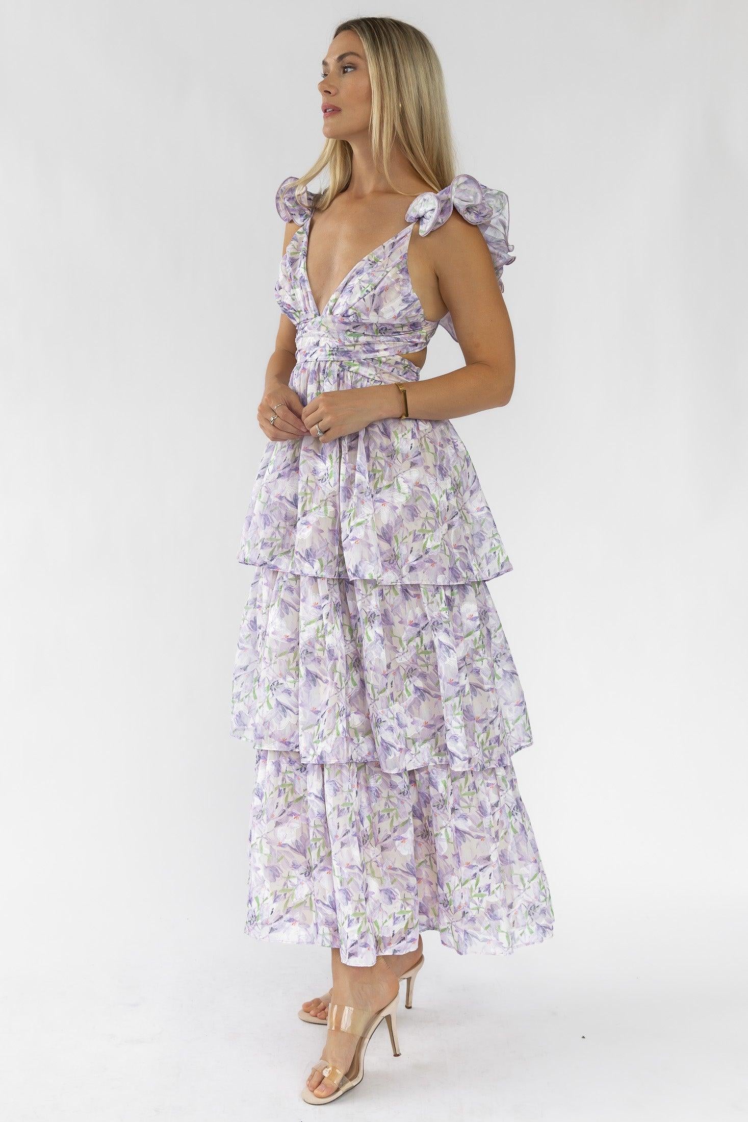 Carmen Purple Floral Maxi Dress - Final Sale