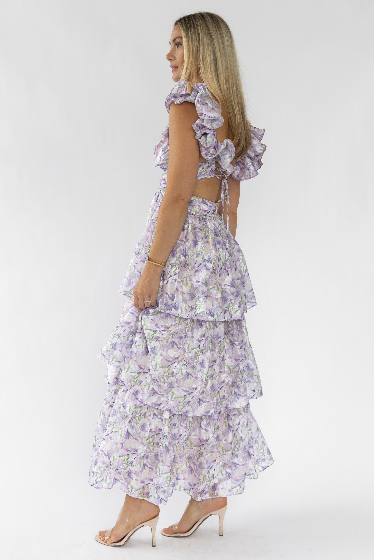 Carmen Purple Floral Maxi Dress - Final Sale