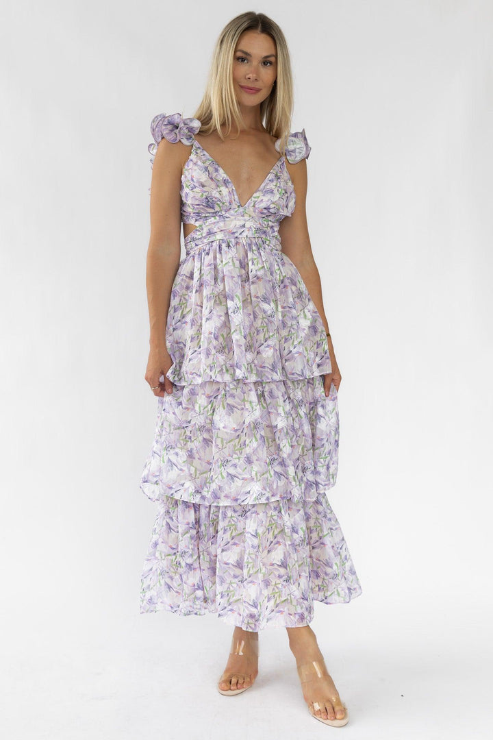 Carmen Purple Floral Maxi Dress - Final Sale