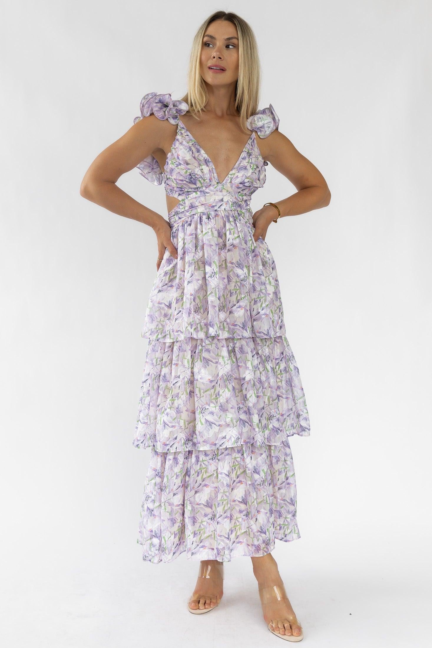 Carmen Purple Floral Maxi Dress - Final Sale