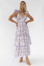 Carmen Purple Floral Maxi Dress - Final Sale